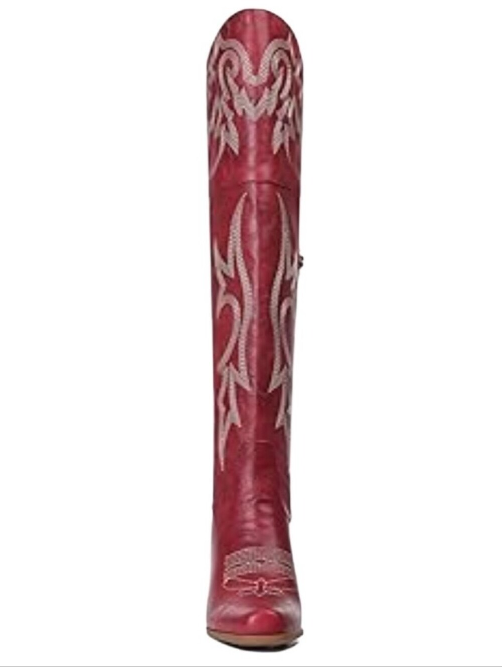 Women's Red Western Thigh-High Boots with Embroidered Design Sz 10.5 Nwt - Picture 3 of 6